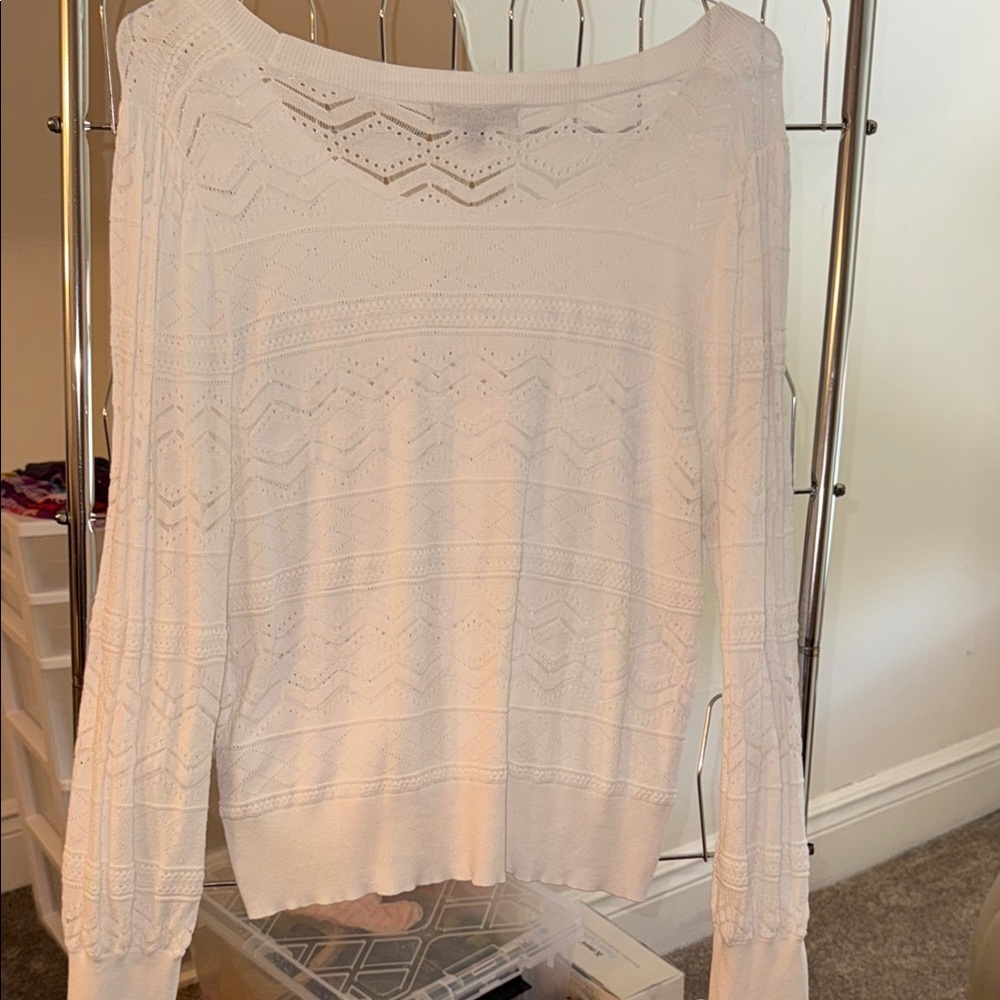 Banana Republic White Crew Neck Sweater Relaxed Fit